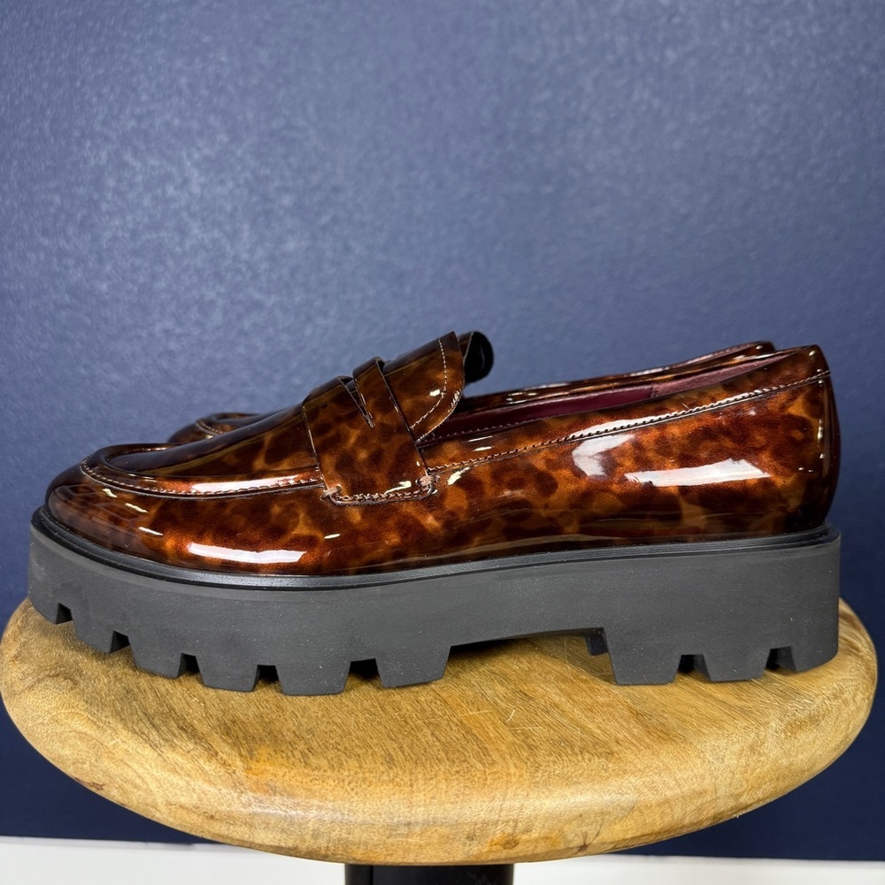 Franco Sarto NWOT Tortoise Shell "Balin" Lug Sole Penny Loafer, Size 9 - Picture 2 of 9